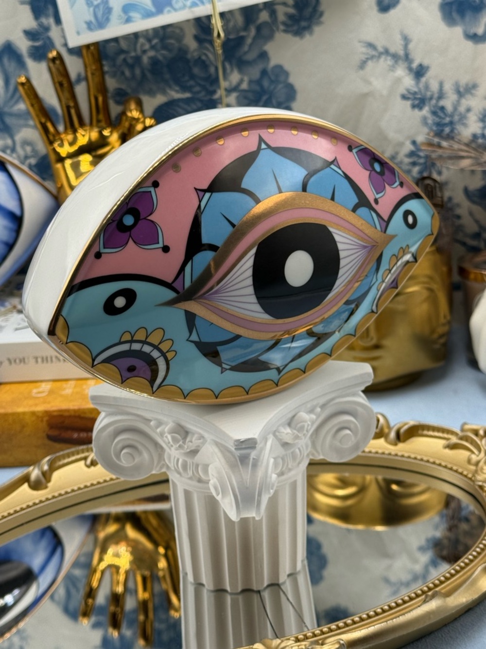 🆕 THE PROCURESS COLLECTION 🧿 All-Seeing Eye Paperweight - Boho Gold Pink - Picture 11 of 16